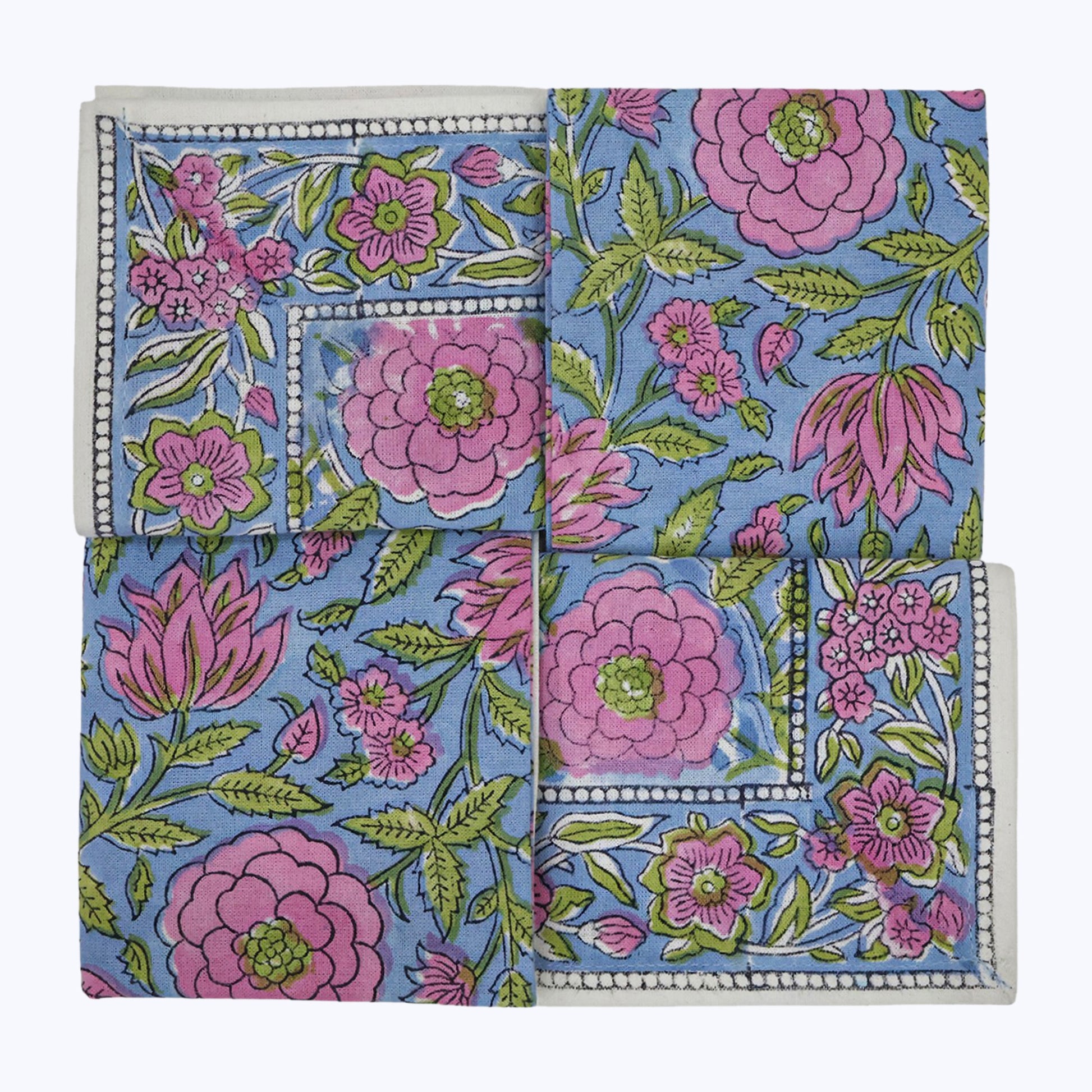 Handmade Block Printed Cotton Napkins Set Of 4 - My Store