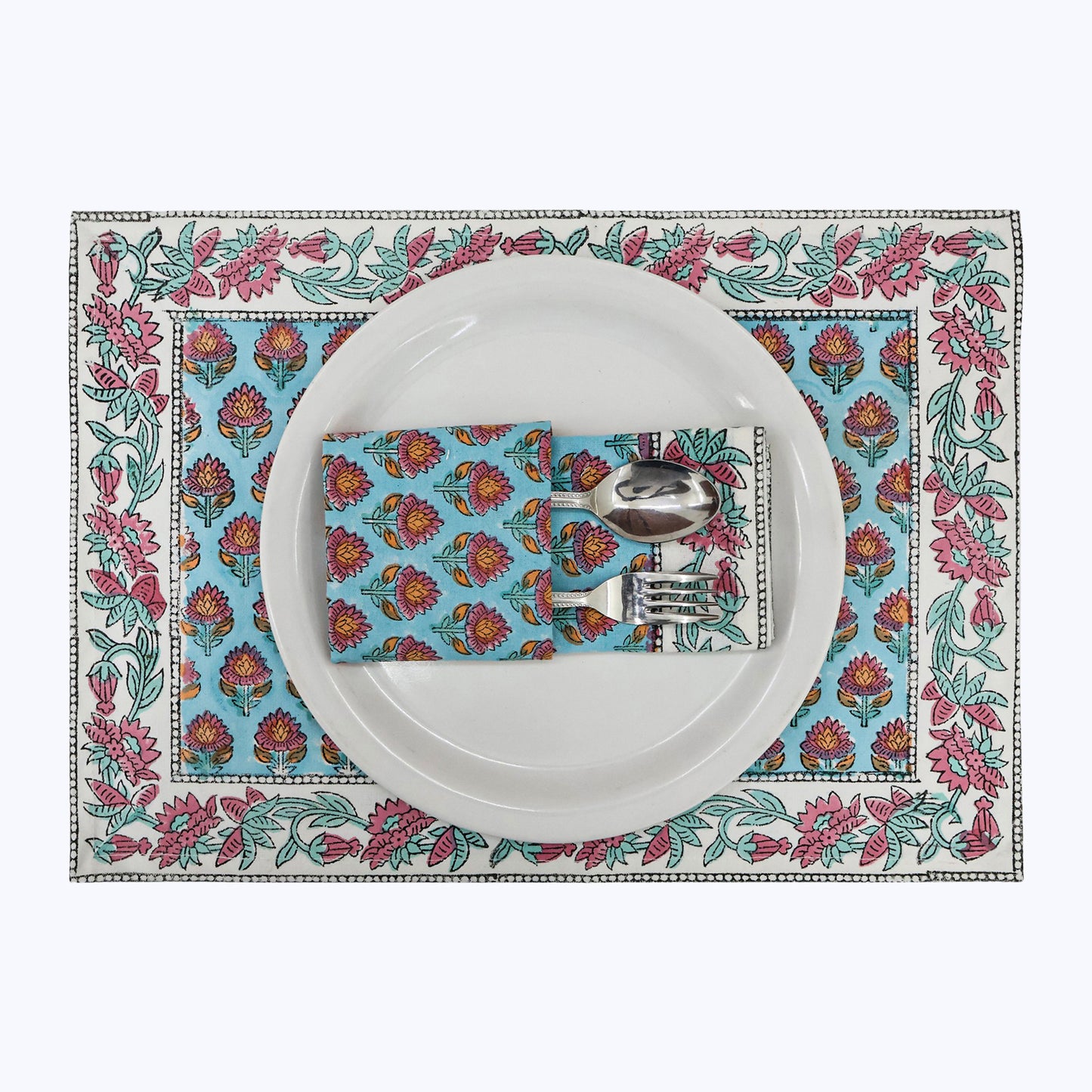 Cotton Hand Block Printed Napkins Set Of 4 Pieces - My Store