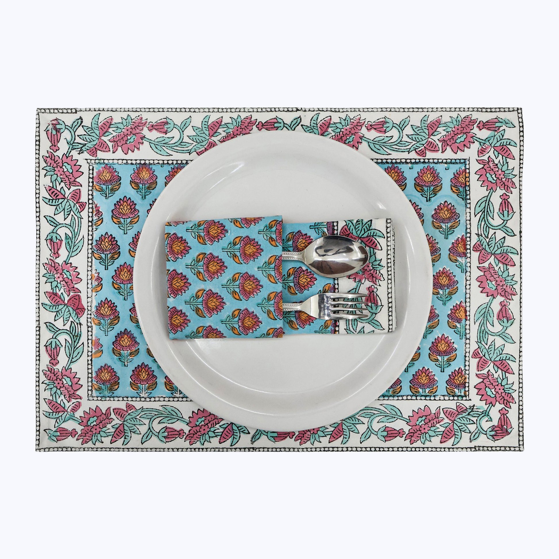 Cotton Hand Block Printed Napkins Set Of 4 Pieces - My Store