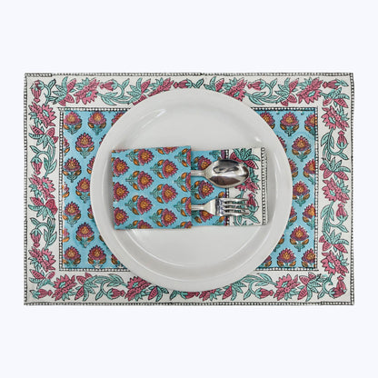 Cotton Hand Block Printed Napkins Set Of 4 Pieces - My Store
