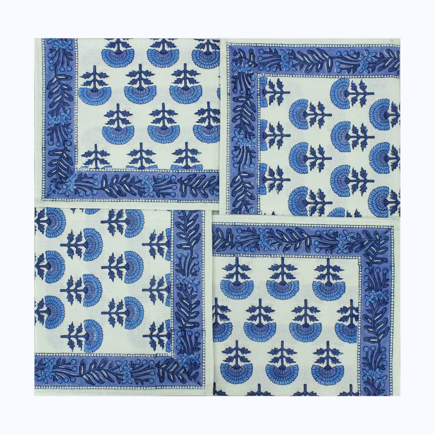 Hand Block Printed Dinning Cotton Set Of 4 Table Napkins - My Store