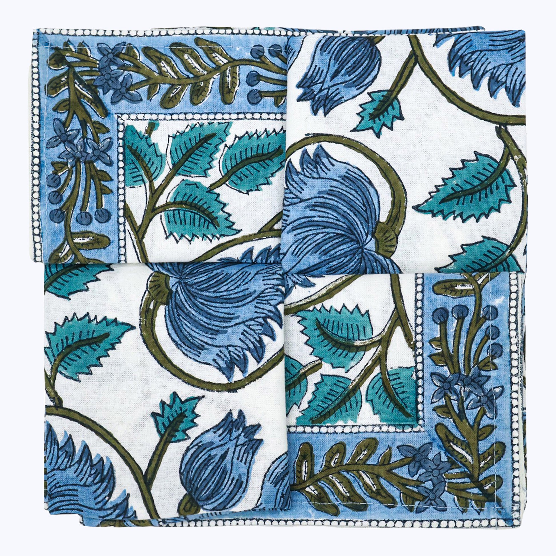 Indian Hand Block Printed Cotton Napkins Set Of 4 - My Store