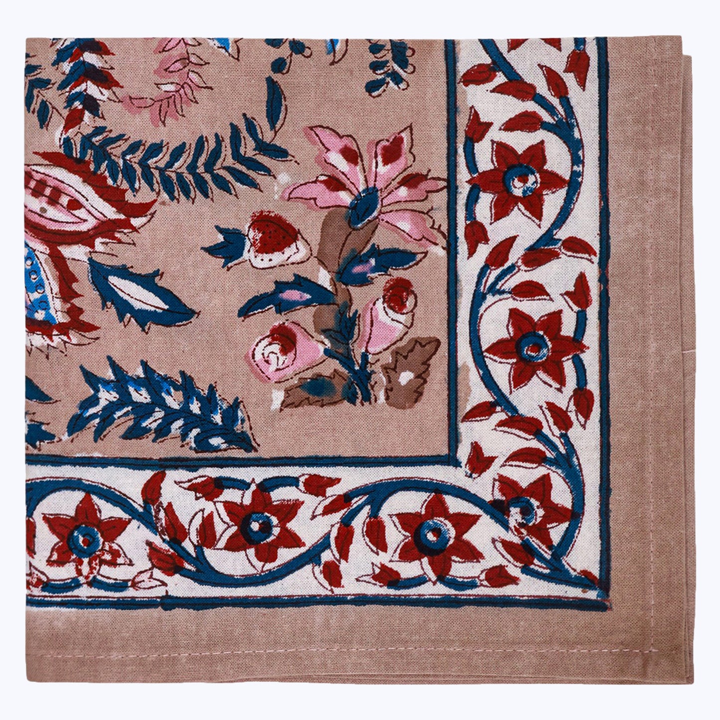 Pink With Handmade Block Printed Cotton Napkins Set Of 4 - My Store