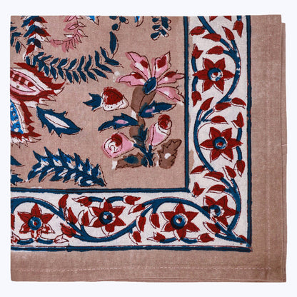 Pink With Handmade Block Printed Cotton Napkins Set Of 4 - My Store