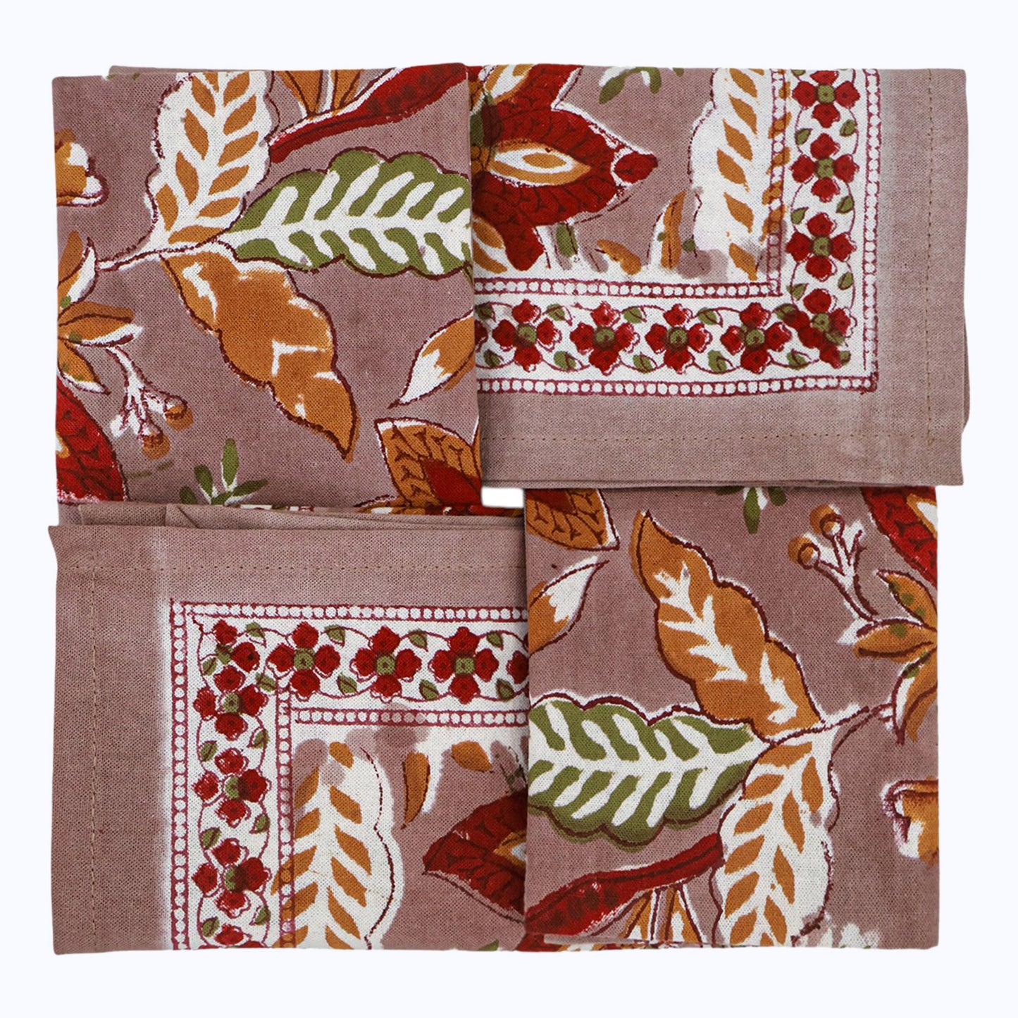 Indian Handmade Block Printed Cotton Napkins Set Of 4 Pieces - My Store