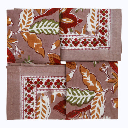 Indian Handmade Block Printed Cotton Napkins Set Of 4 Pieces - My Store