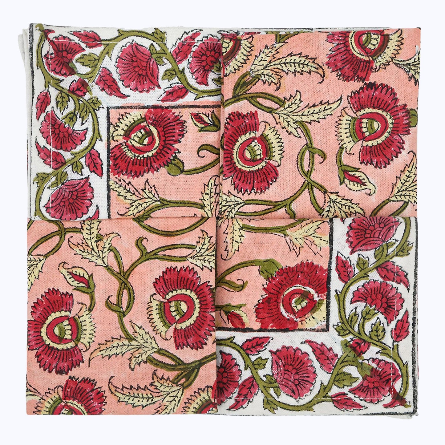 Indian Handmade Block Printed Cotton Napkins Set Of 4 - My Store