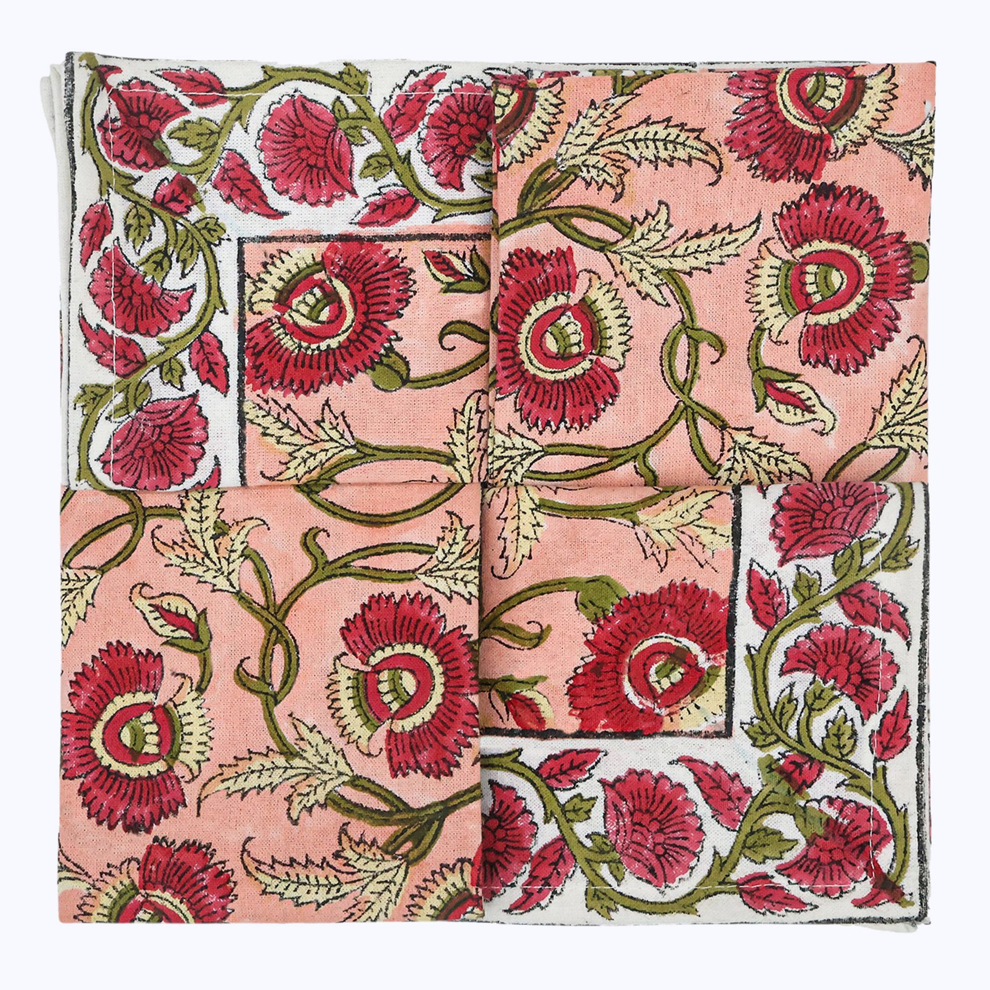 Indian Handmade Block Printed Cotton Napkins Set Of 4 - My Store