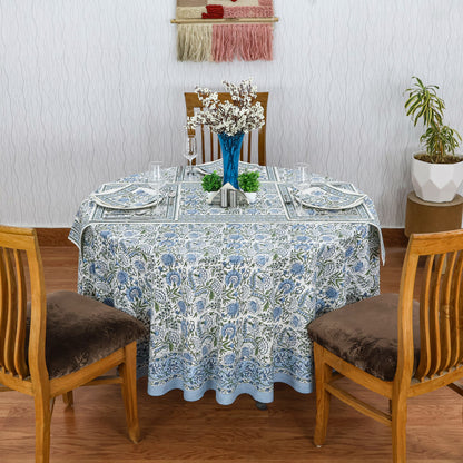 Blue and White Floral Table Cloth - Luxury Round Table Cloth - Valentine Table Cover - My Store