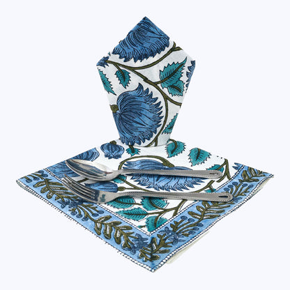 Indian Hand Block Printed Cotton Napkins Set Of 4 - My Store