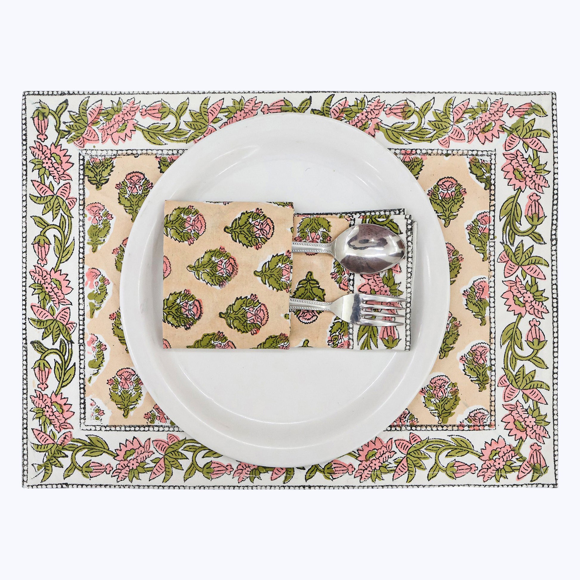 Indian Handmade Block Printed Cotton Napkins Set Of 4 - My Store