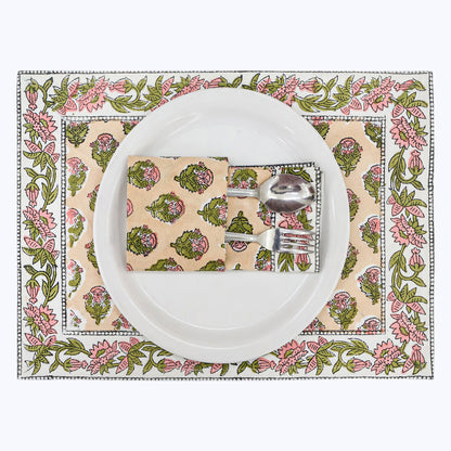 Indian Handmade Block Printed Cotton Napkins Set Of 4 - My Store