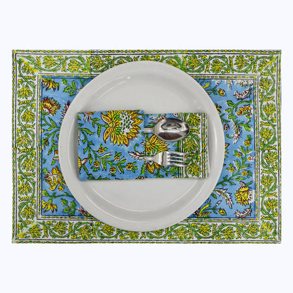 Cotton Hand Block Printed Napkins Set Of 4 - My Store