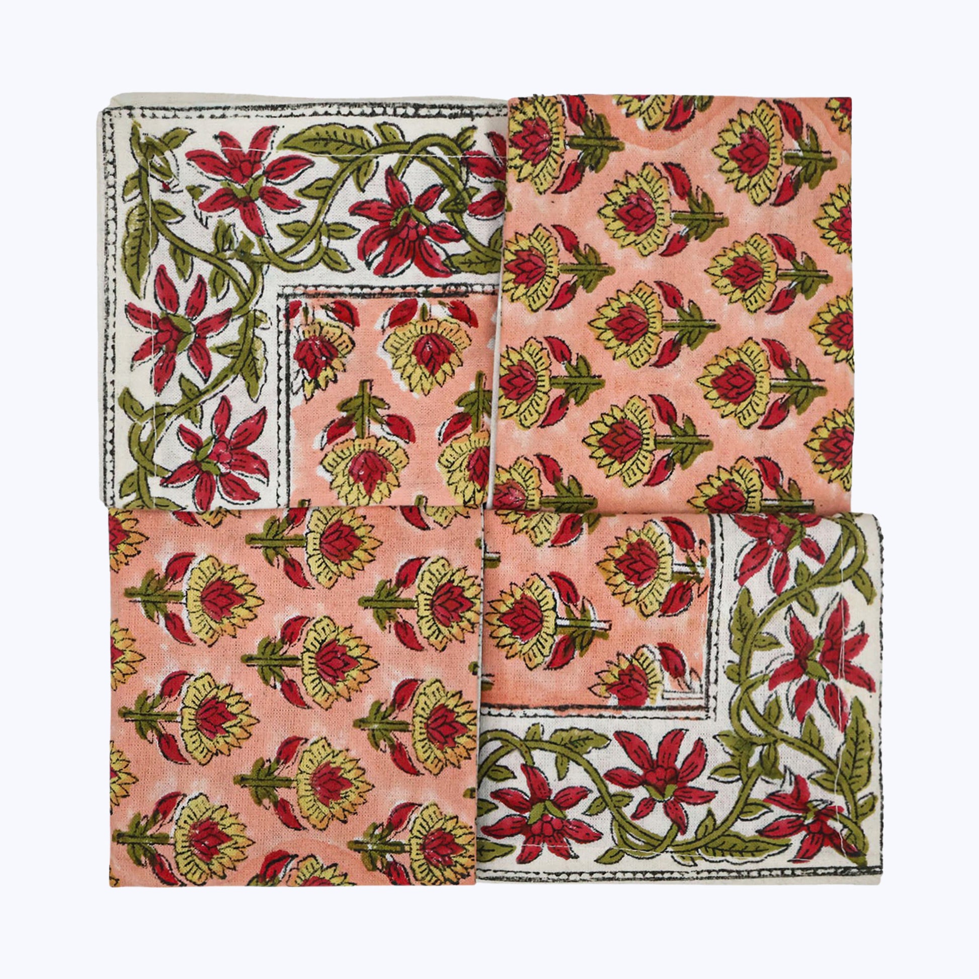 Handmade Block Printed Cotton Napkins Set Of 4 - My Store