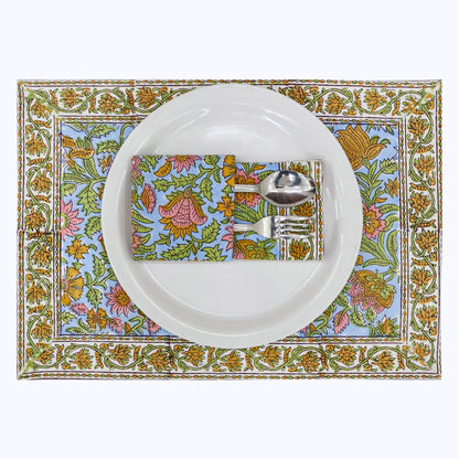 Indian Handmade Block Printed Cotton Napkins Set Of 4 - My Store