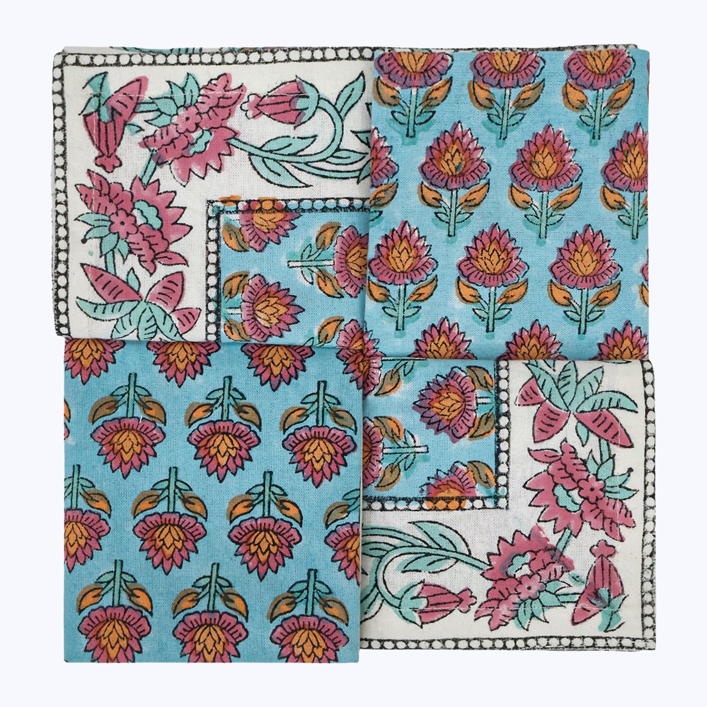 Cotton Hand Block Printed Napkins Set Of 4 Pieces - My Store