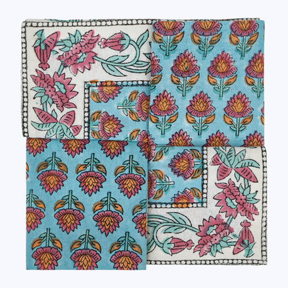 Cotton Hand Block Printed Napkins Set Of 4 Pieces - My Store
