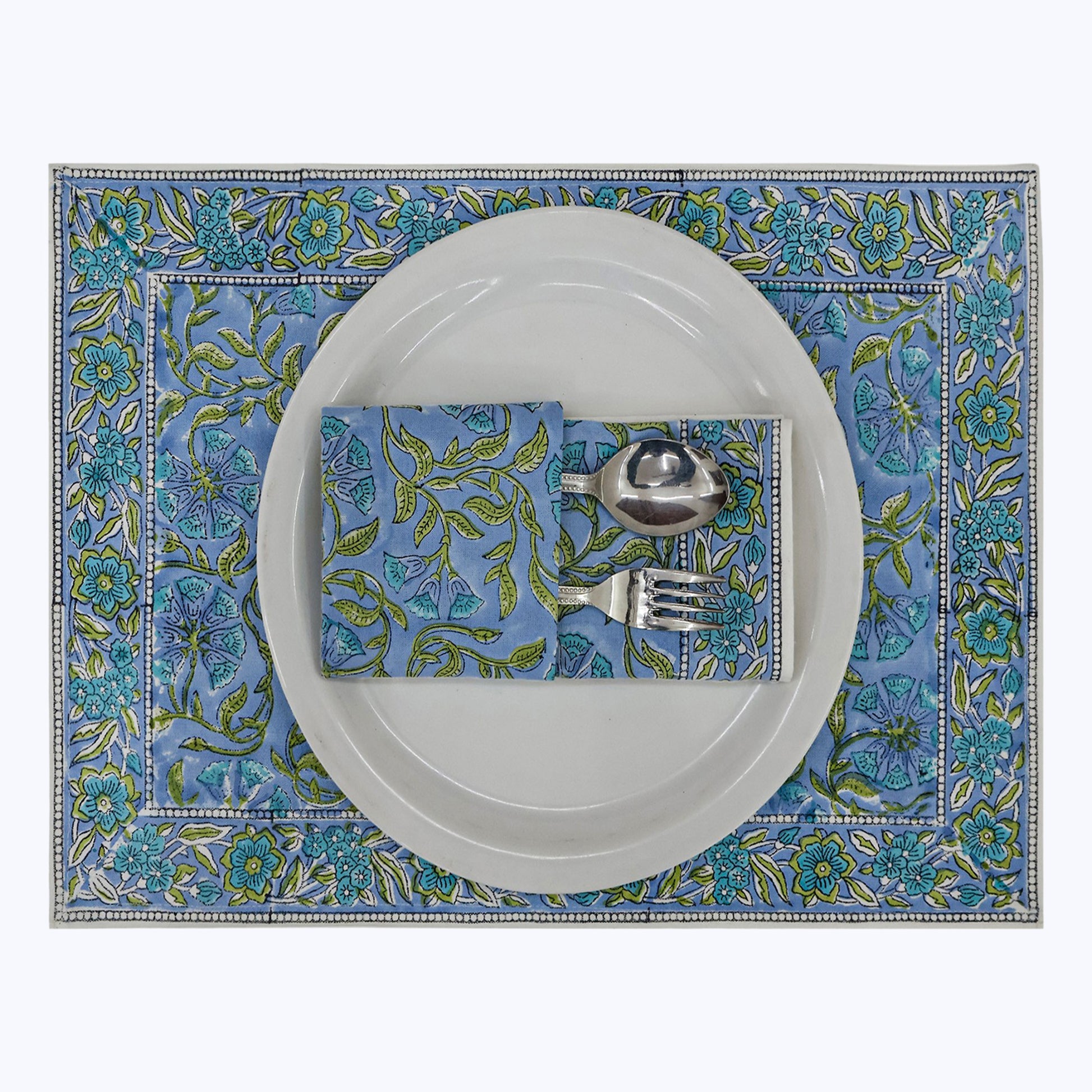 Cotton Handmade Block Printed Napkins Set Of 4 - My Store