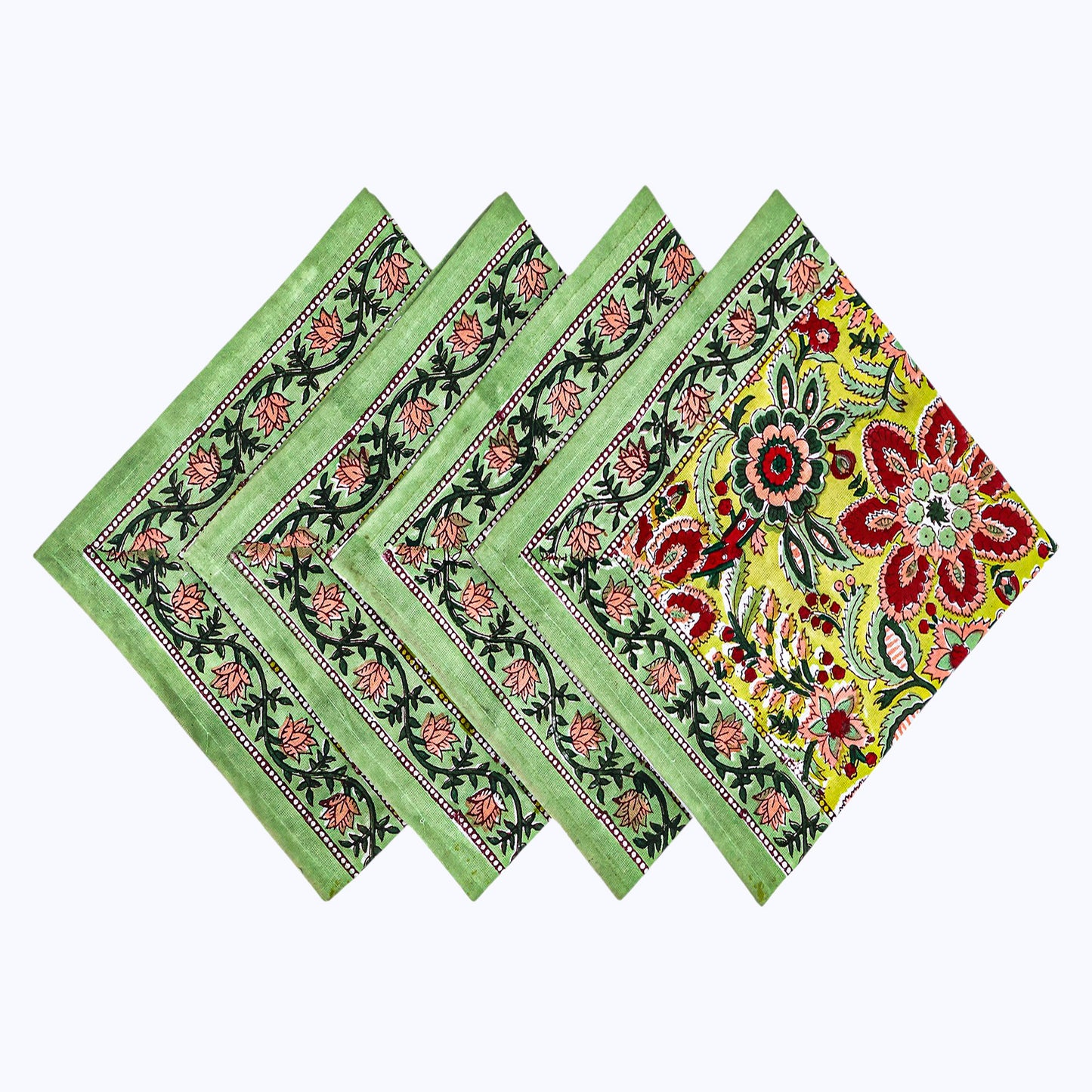 Indian Hand Block Printed Cotton Napkins Set Of 4 - My Store