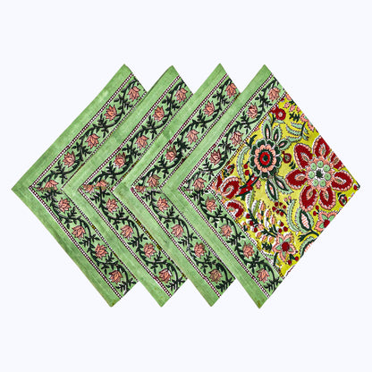 Indian Hand Block Printed Cotton Napkins Set Of 4 - My Store