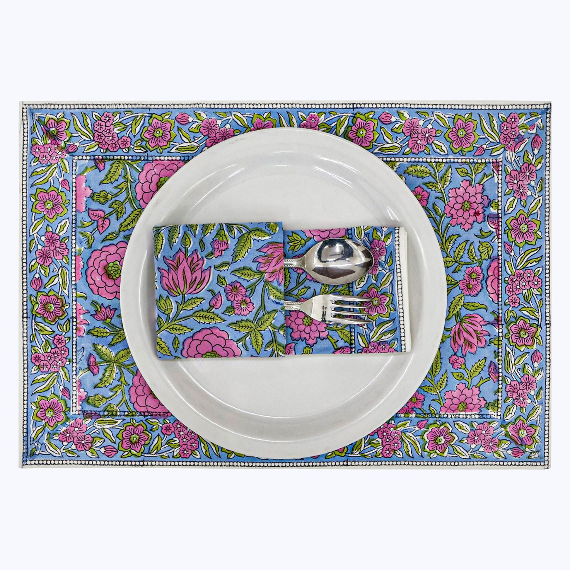 Handmade Block Printed Cotton Napkins Set Of 4 - My Store