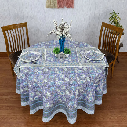 Mauve & White Round Table Cloth, Cotton Table Linens, Custom Size Table - My Store