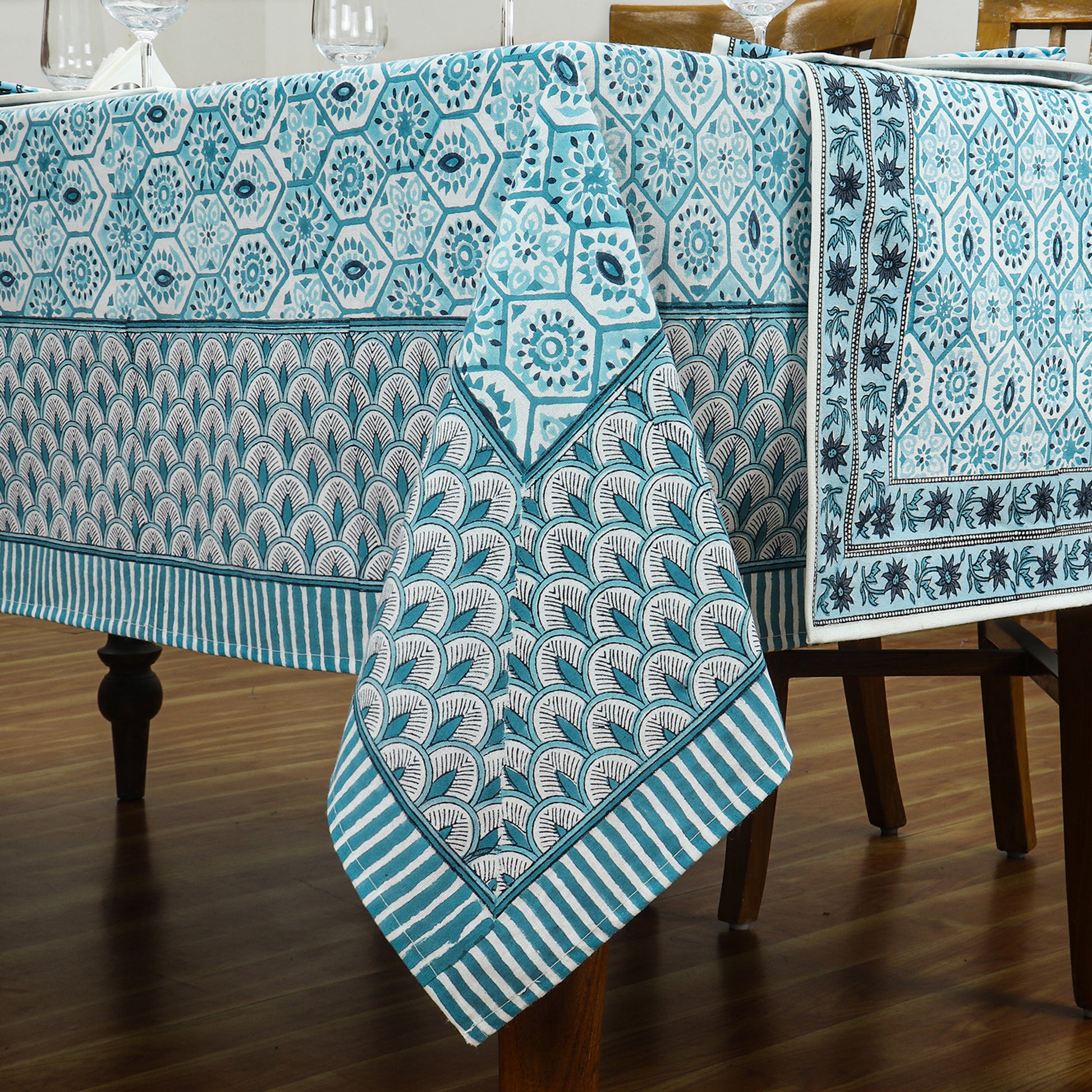 Rectangle Block Printed Cotton Table Cover - Dinning Decoration Table Linens - My Store