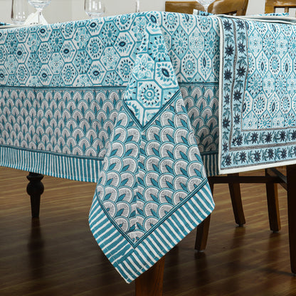 Rectangle Block Printed Cotton Table Cover - Dinning Decoration Table Linens - My Store