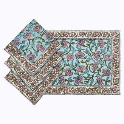 Hand Block Printed Cotton Napkins Set Of 4 - My Store