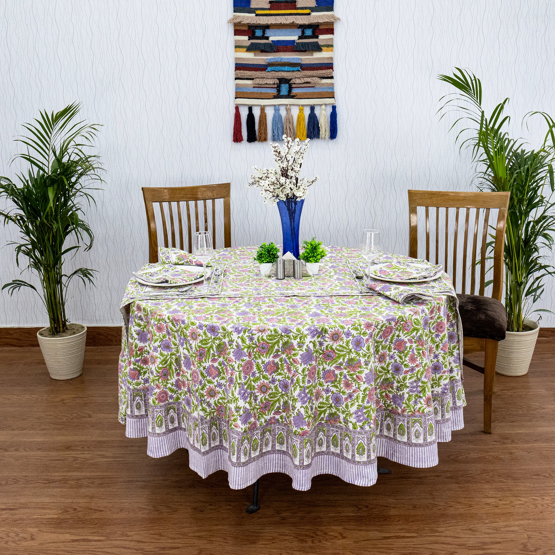 Handmade Block Printed Cotton Round Tablecloth - My Store