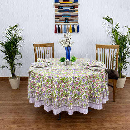 Handmade Block Printed Cotton Round Tablecloth - My Store