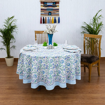 Indian Handmade Block Printed Cotton Round Tablecloth - My Store
