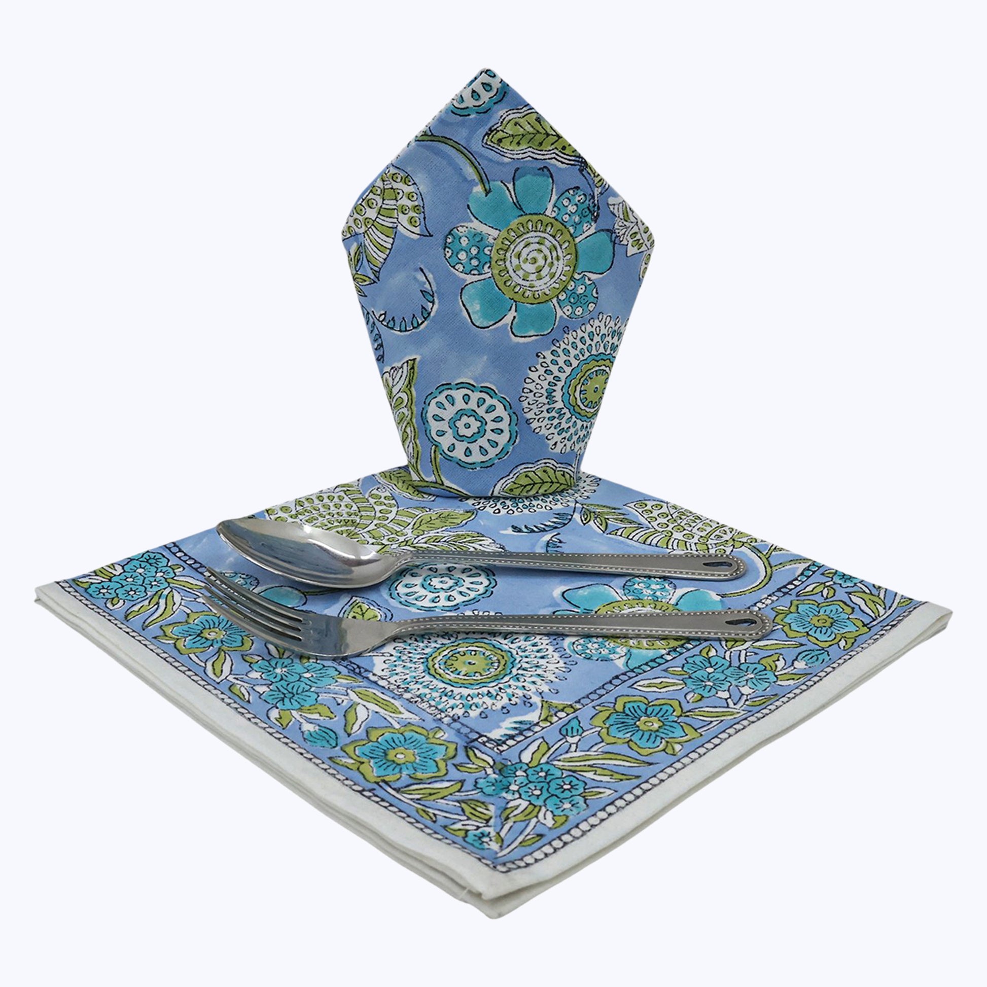 Indian Handmade Block Printed Cotton Napkins Set Of 4 - My Store