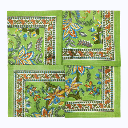 Green & Red Handmade Cotton Napkins Set Of 4 - My Store
