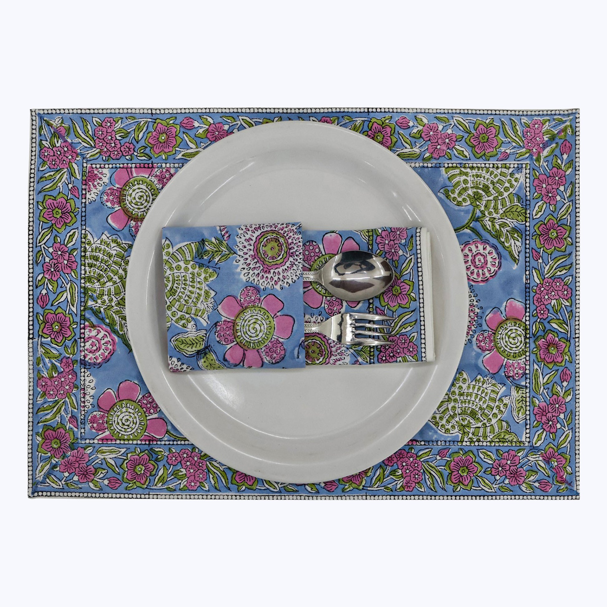 Hand Block Printed Cotton Napkins Set Of 4 - My Store