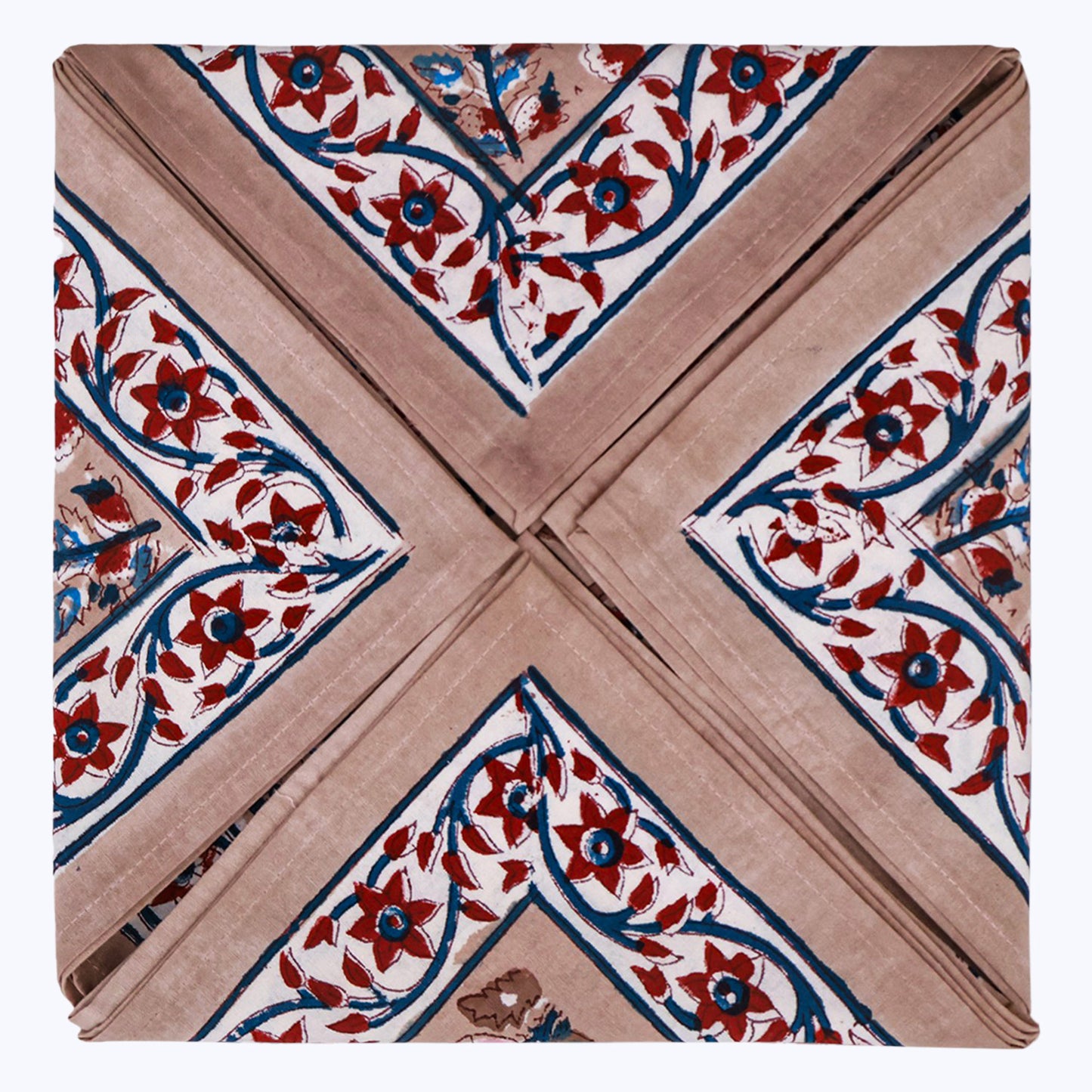 Pink With Handmade Block Printed Cotton Napkins Set Of 4 - My Store