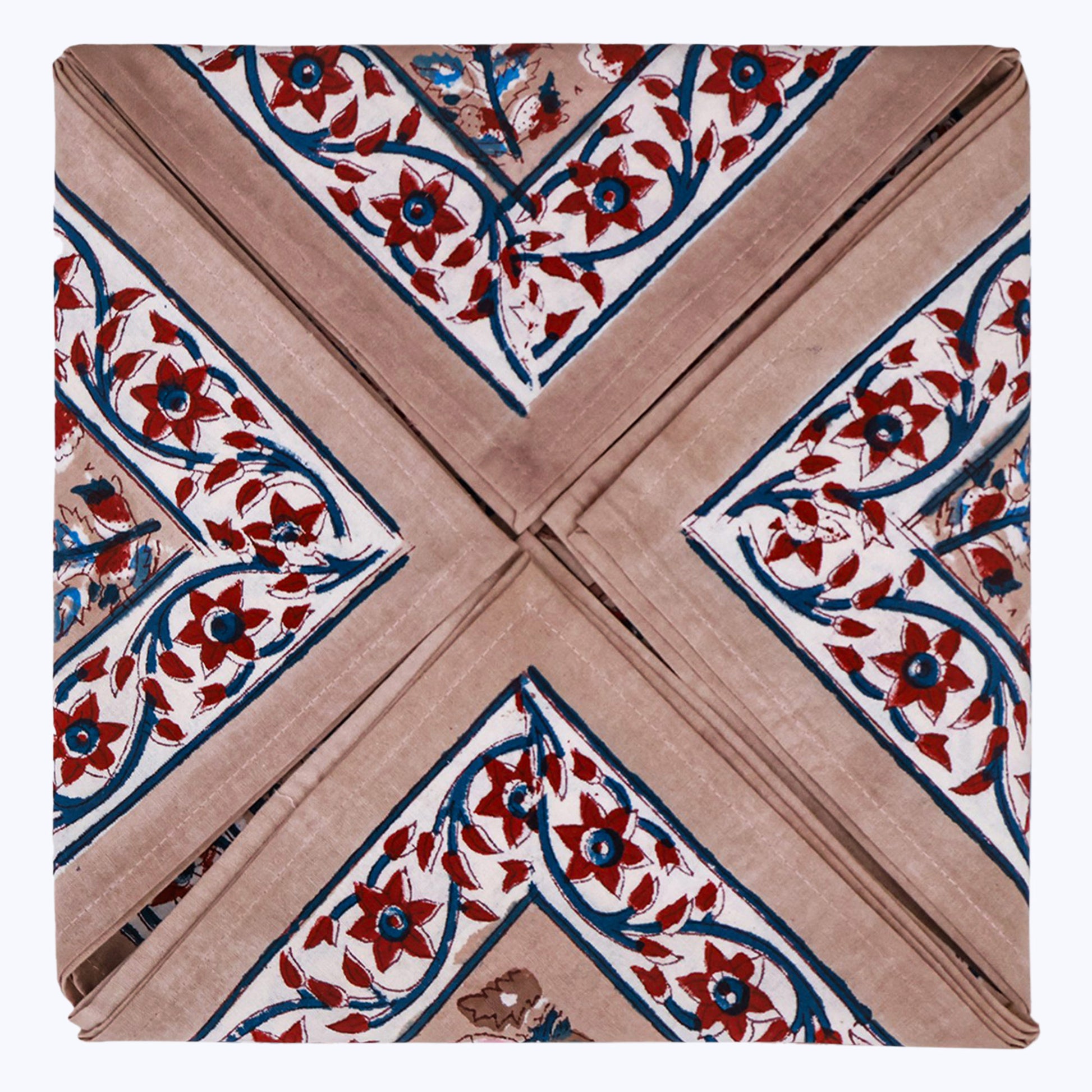 Pink With Handmade Block Printed Cotton Napkins Set Of 4 - My Store