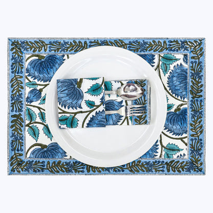 Indian Hand Block Printed Cotton Napkins Set Of 4 - My Store