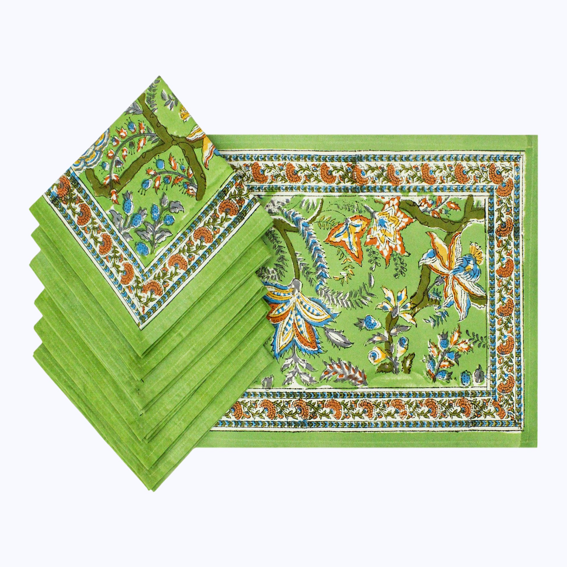 Green & Red Handmade Cotton Napkins Set Of 4 - My Store