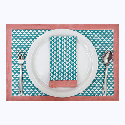 Green and Pink Block Printed Cotton Napkins Set Of 4 - My Store