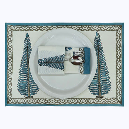 Indian Handmade Block Printed Cotton Blue and White Napkins Set Of 4 - My Store