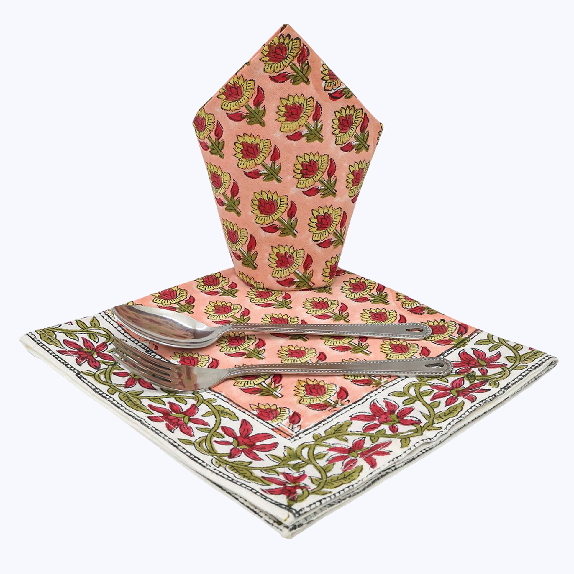 Handmade Block Printed Cotton Napkins Set Of 4 - My Store