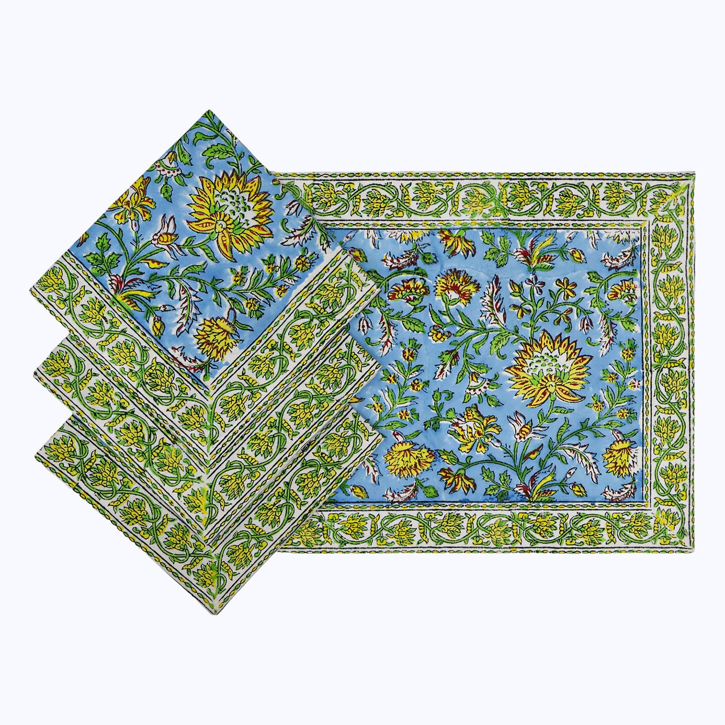 Cotton Hand Block Printed Napkins Set Of 4 - My Store