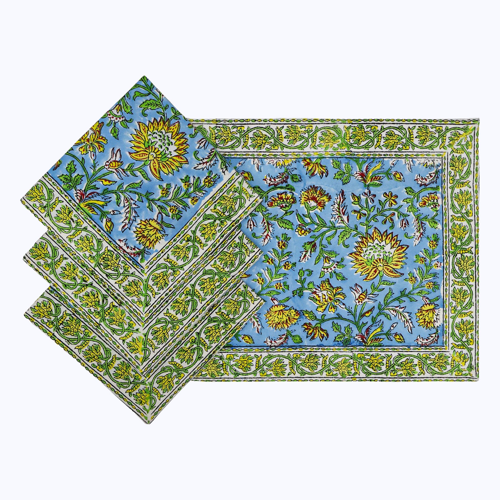 Cotton Hand Block Printed Napkins Set Of 4 - My Store