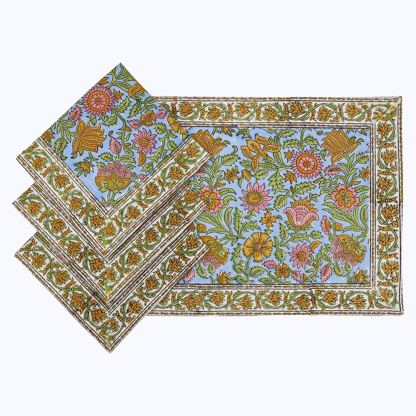 Indian Handmade Block Printed Cotton Napkins Set Of 4 - My Store