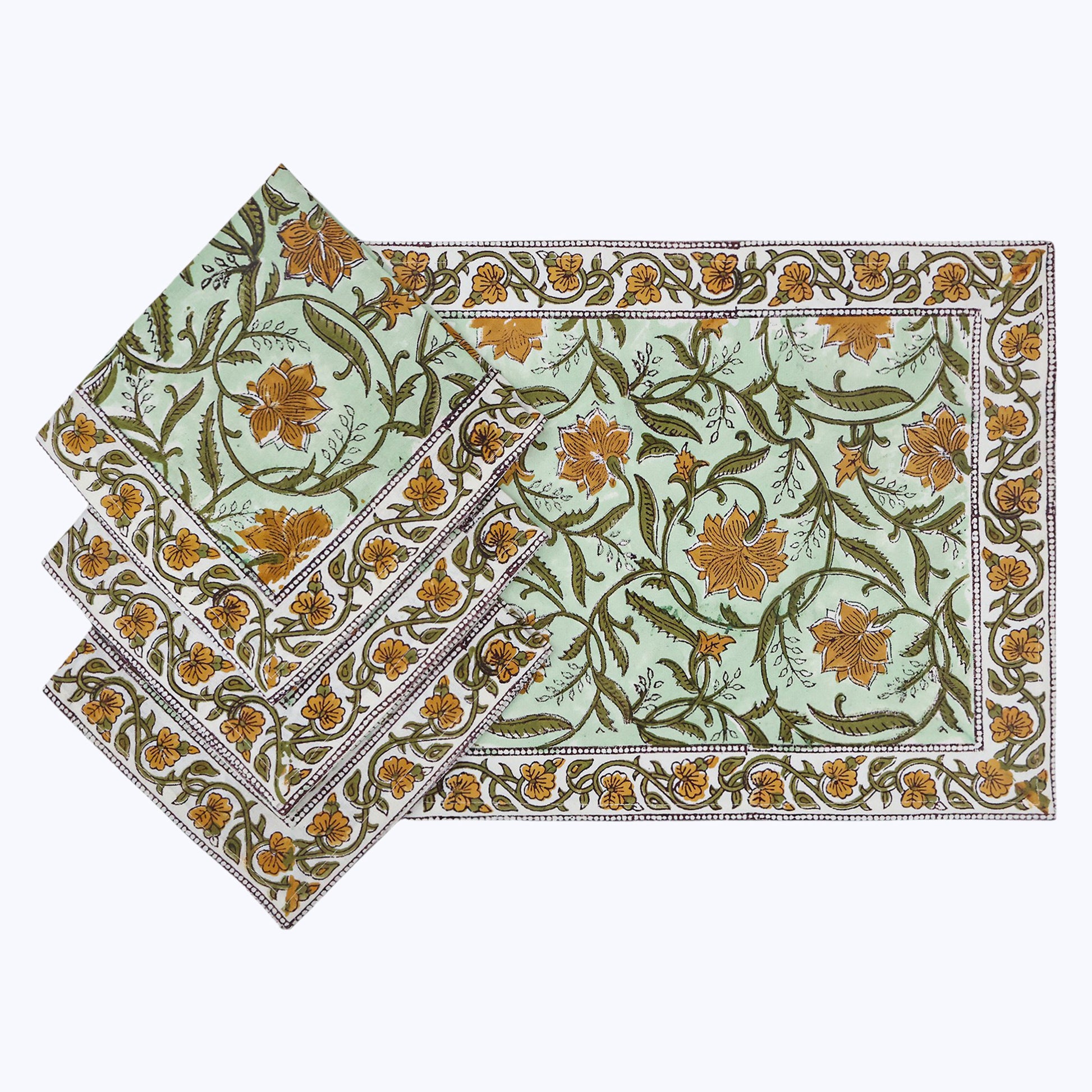 Indian Hand Block Printed Cotton Napkins Set OF 4 - My Store