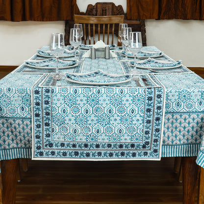 Rectangle Block Printed Cotton Table Cover - Dinning Decoration Table Linens - My Store