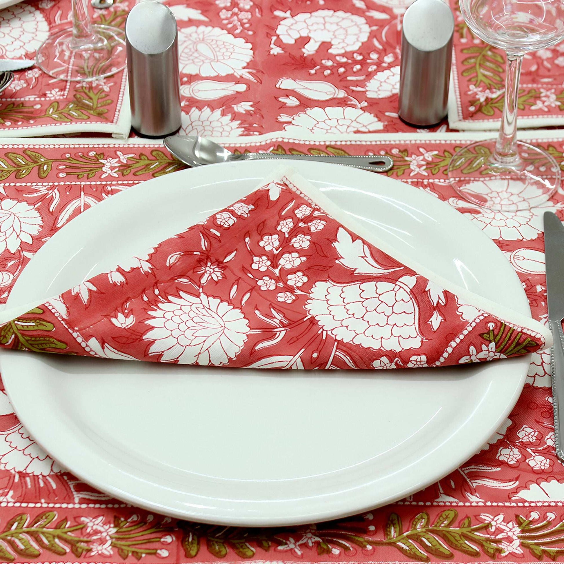Red and White Handmade Table Cover, Linens Dining Table Cloth - My Store