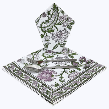 Indian Handmade Block Printed Cotton Napkins Set Of 4 - My Store