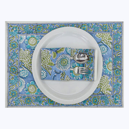 Indian Handmade Block Printed Cotton Napkins Set Of 4 - My Store